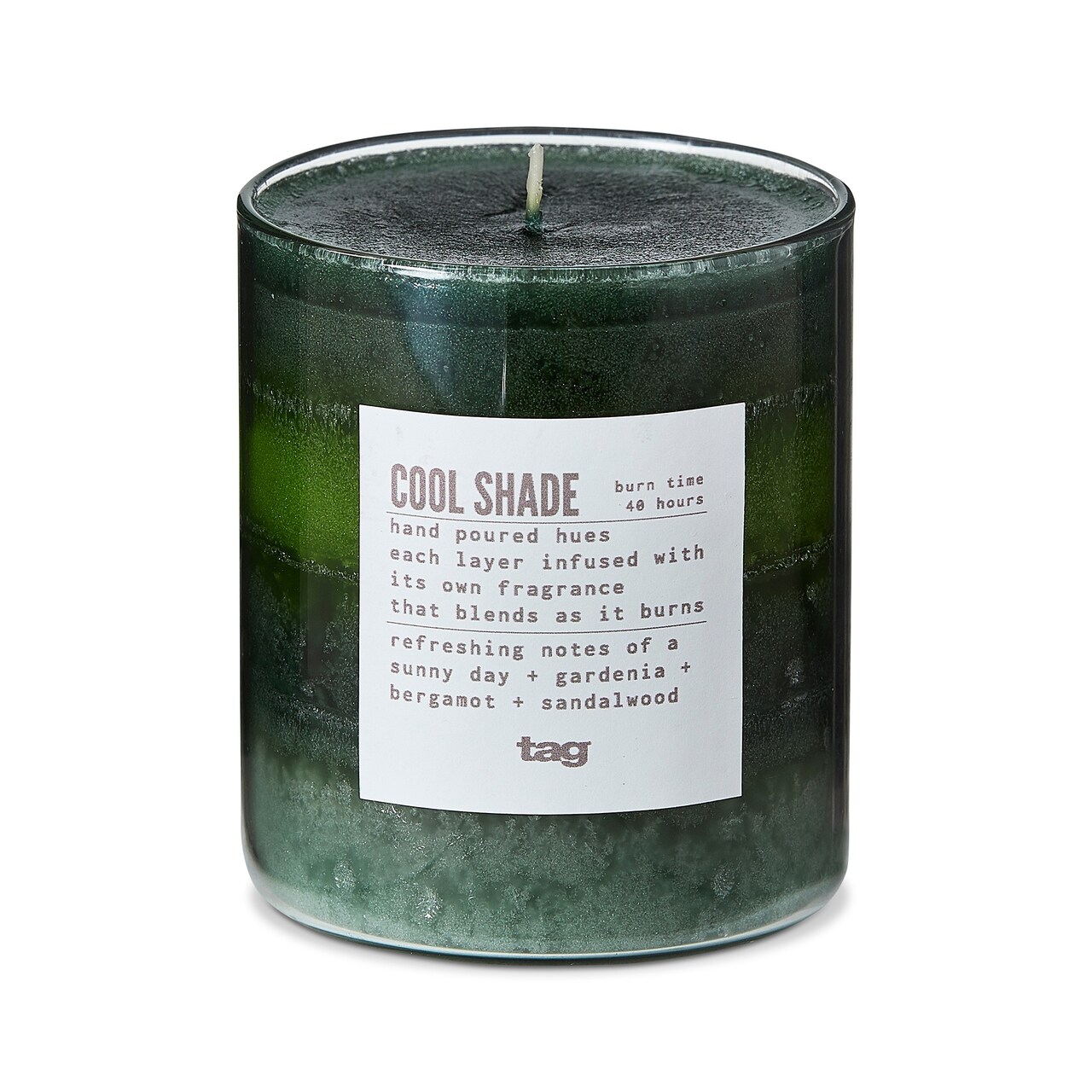 Cool Shade Themed Scented Paraffin Wax Pillar Candle Small Green 3x3.3 inch Burn Time 55 Hours